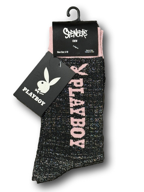 3/$20 Playboy Bunny Glitter Funny Novelty Crew Socks - NWT